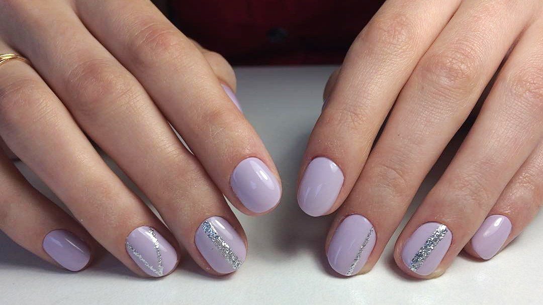 silver detail on purple nails