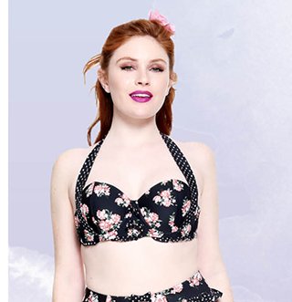 Floral and Polka Dots Swim Top
