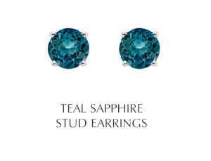 Teal Sapphire Stud Earrings