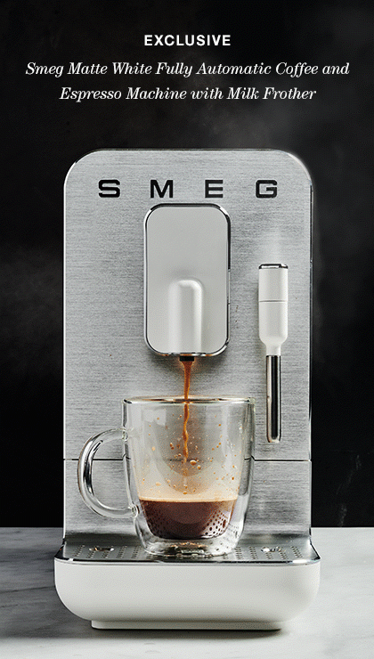 smeg matte white fully automatic coffee and espresso machine with milk frother