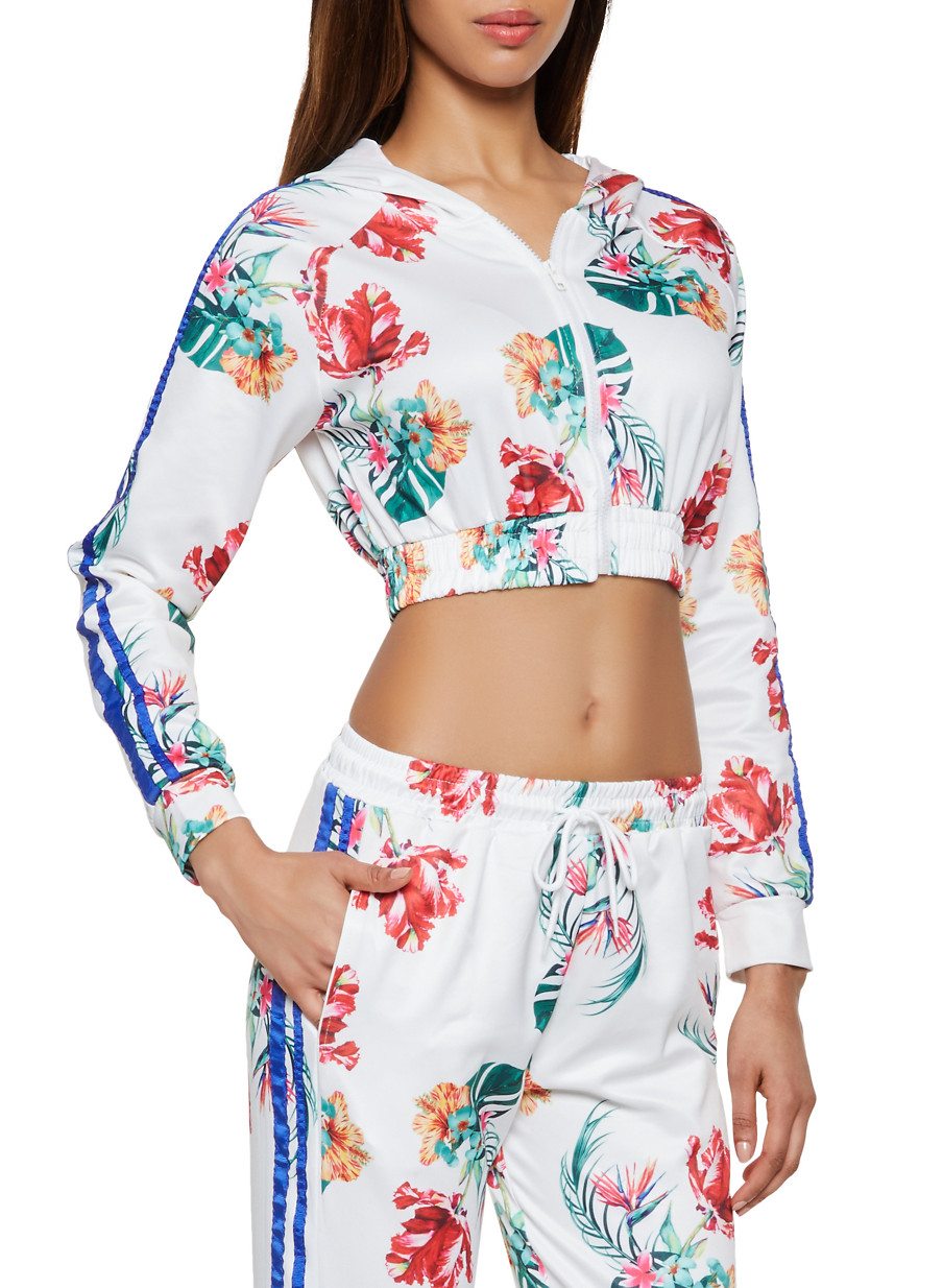 Floral Print Cropped Jacket