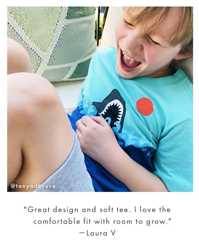 Great design and soft tee. I love the comfortable fit with romm to grow. - Laura v.