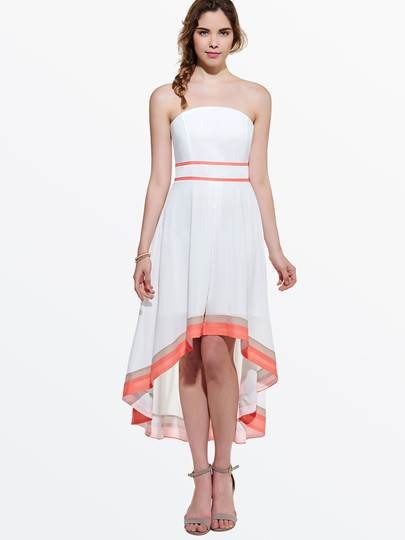 Color Block Strapless Asym Women's Maxi Dress (Plus Size Available)