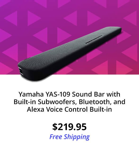 Yamaha YAS-109 Sound Bar with Built-in Subwoofers, Bluetooth, and Alexa Voice Control Built-in