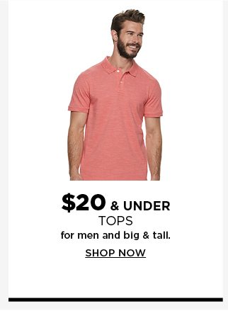 $20 and under tops for men and big & tall. Shop now.