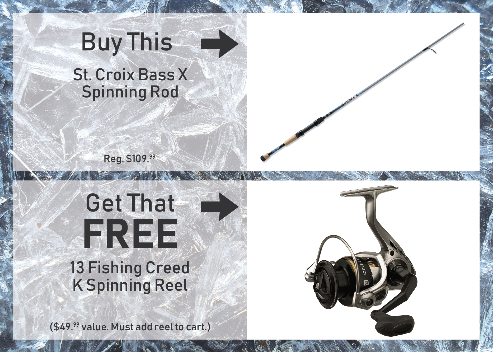 Buy a St. Croix Bass X Spinning Rod & Get a FREE 13 Fishing Creed K Spinning Reel! 