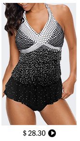 Polka Dot Print Halter Neck Layered Tankini Set