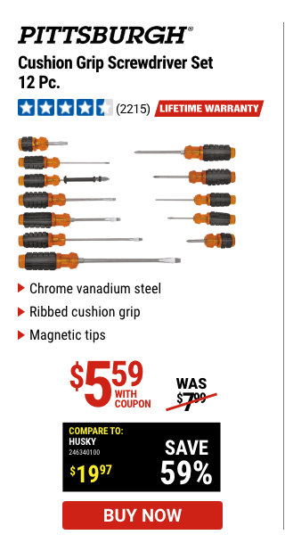 PITTSBURGH: Cushion Grip Screwdriver Set, 12 Pc.