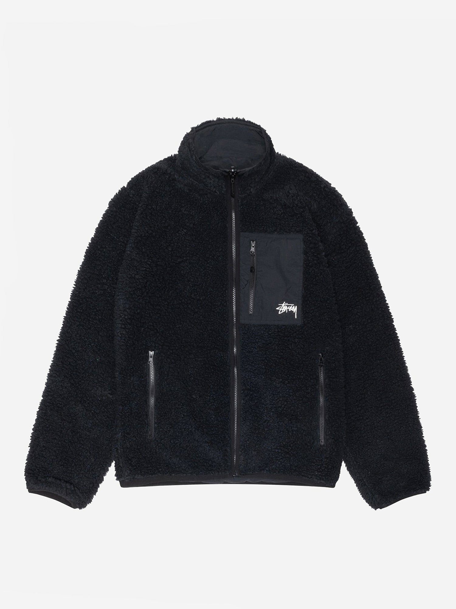 Image of Stussy Sherpa Reversible Jacket - Black