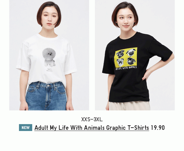 PDP16 - ADULT MY LIFE WITH ANIMALS GRAPHIC T-SHIRTS