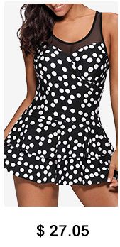 Polka Dot Layered Mesh Panel One Piece Swimdress