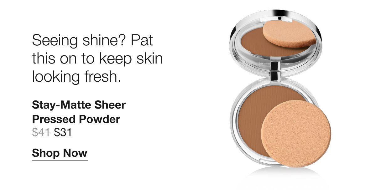 Seeing shine? Pat this on to keep skin looking fresh. | Stay-Matte Sheer Pressed Powder | $31 | Shop Now