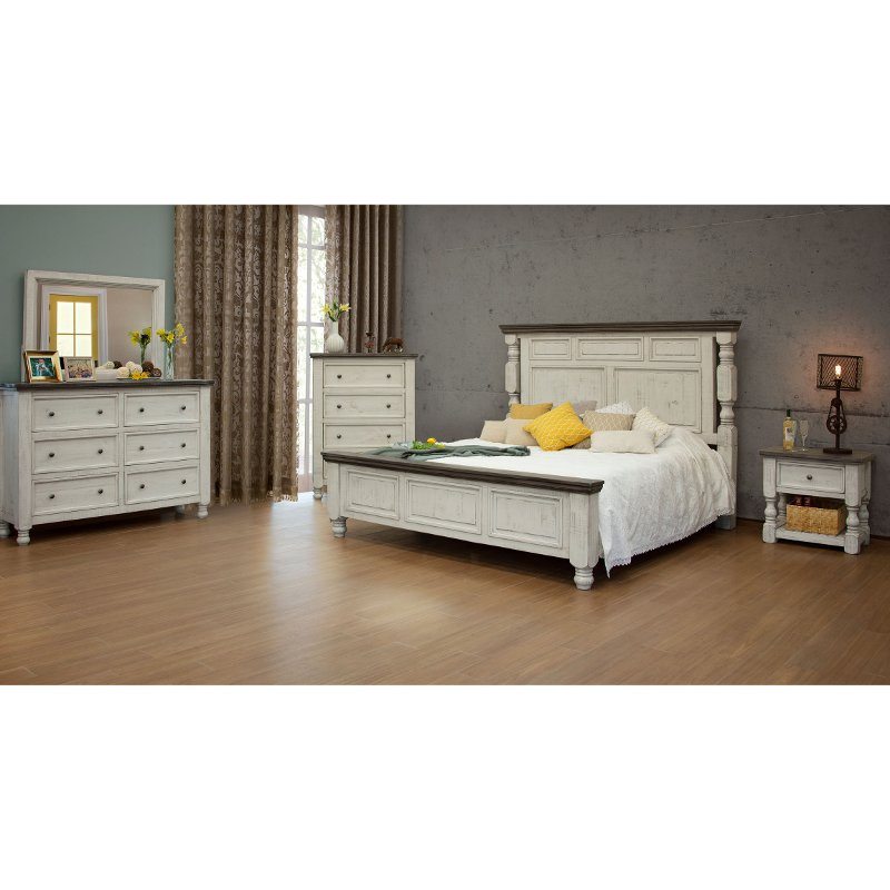 Clearance Stone White and Gray 4 Piece King Bedroom Set