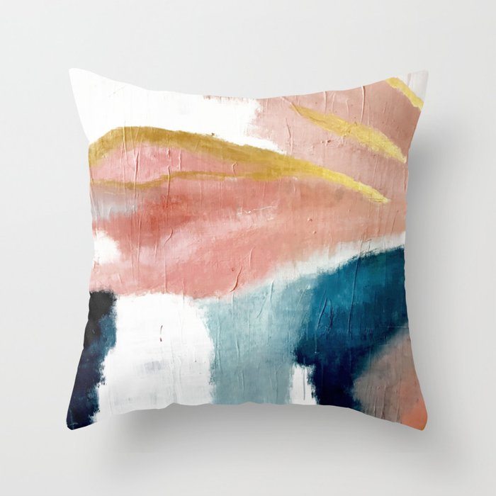 Exhale: a pretty, minimal, acrylic piece in pinks, blues, and gold