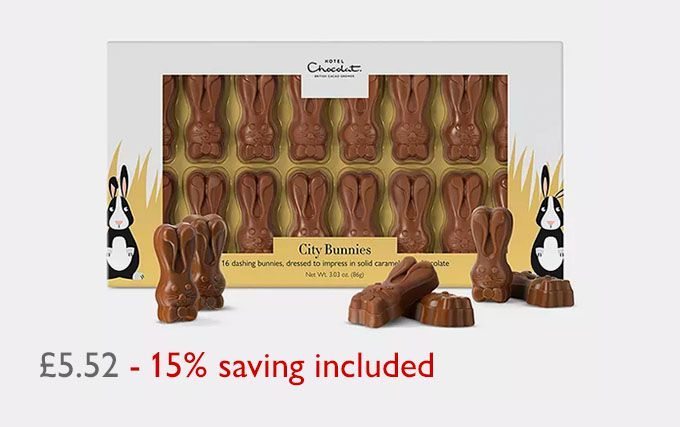 Hotel Chocolat Caramel Bunnies, £5.52 - 15% saving included