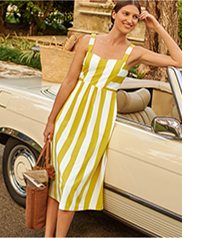 Lucy Jersey Stripe Dress - Chartreuse Ivory Stripe