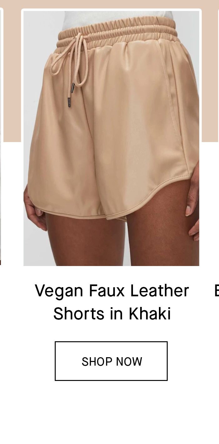 Vegan Faux Leather Shorts in Khaki