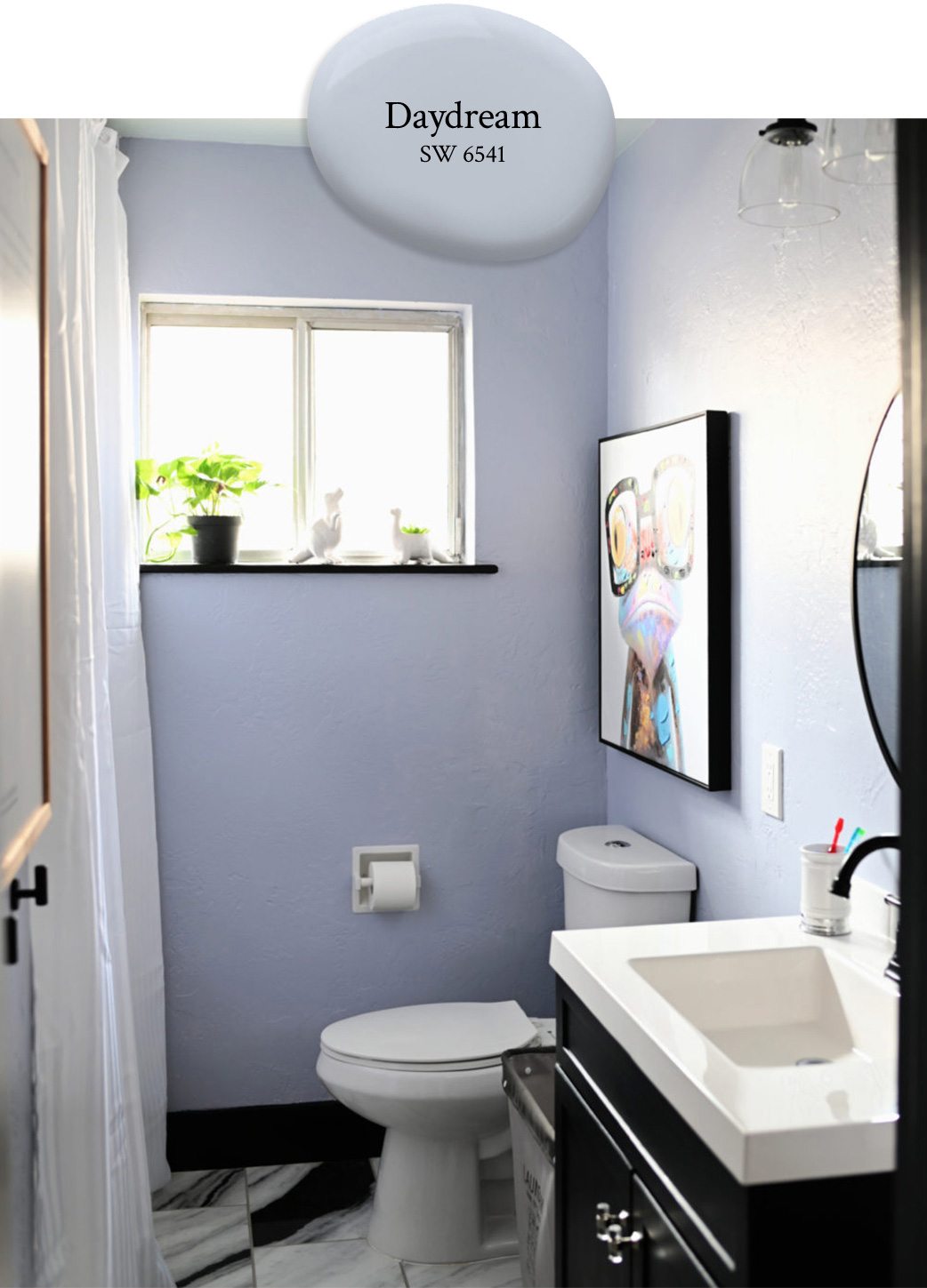 Bathroom painted in Daydream SW 6541.