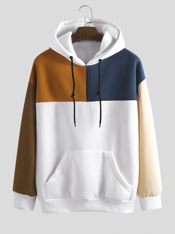 Mens Patchwork Contrast Color Hoodies