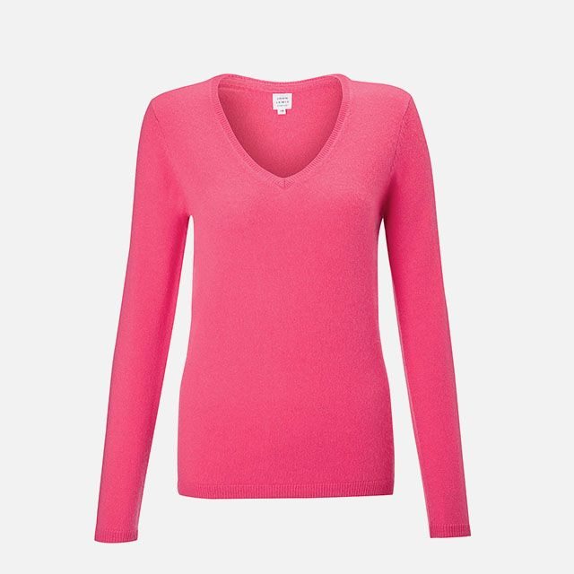 John Lewis & Partners Cashmere Rib Trim V-Neck Sweater