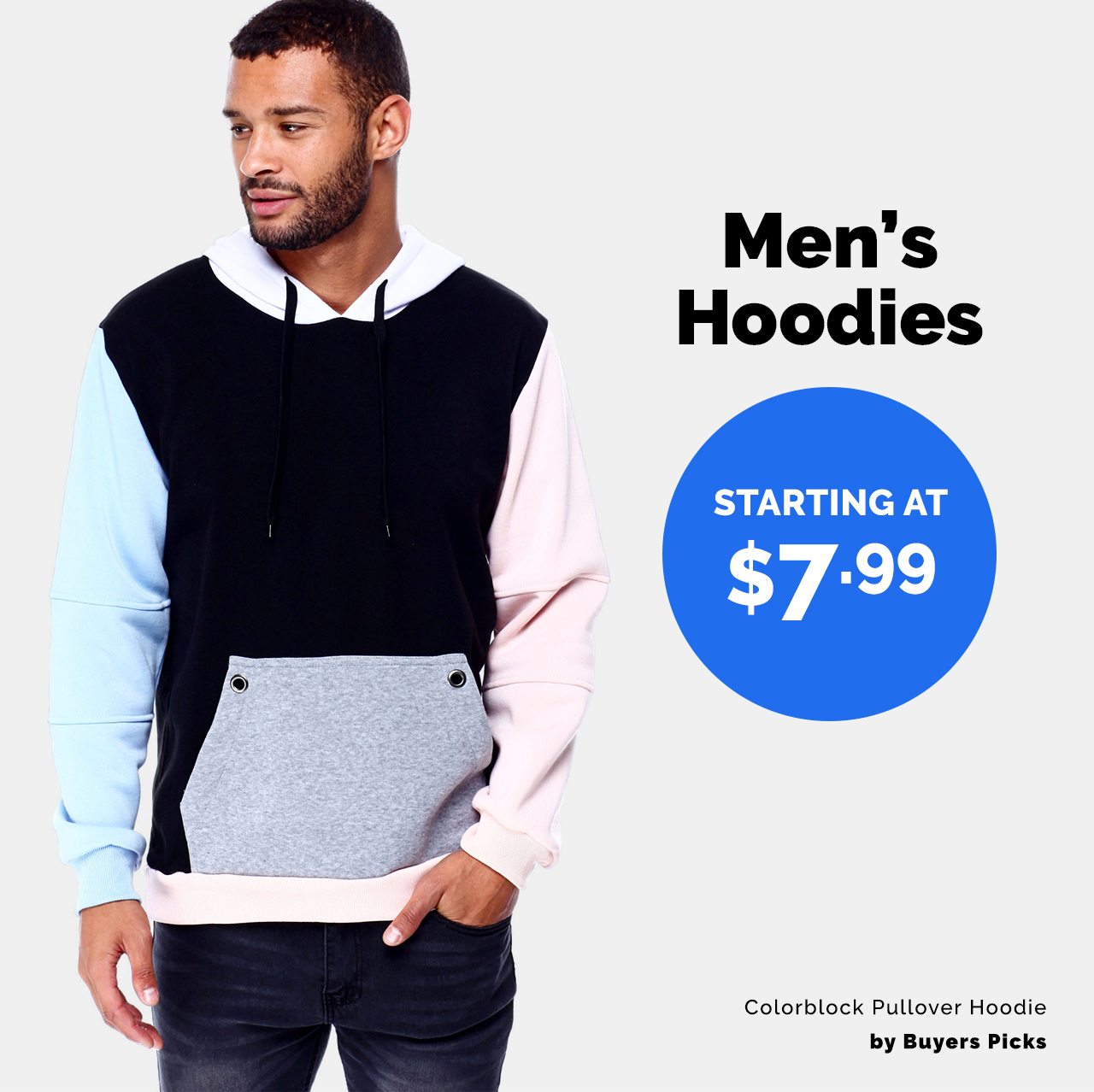 Shop Men's Hoodies Starting at $7.99. Featuring Colorblock Pullover Hoodie by Buyers Picks