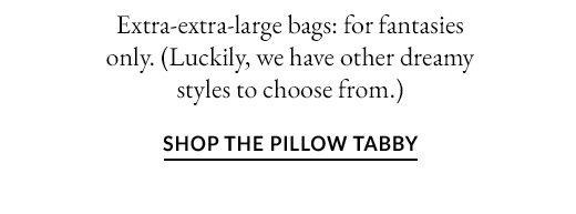 Extra-extra-large bags: for fantasies only. (Luckily, we have other dreamy styles to choose from.) SHOP THE PILLOW TABBY