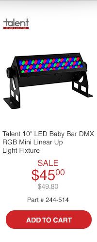 Talent BL63 10in LED Baby Bar DMX RGB Mini Linear Up Light Fixture