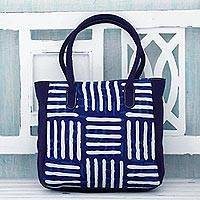 Indigo Blue Cotton Indian Tote Bag