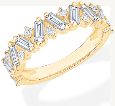 Baguette & Round-Cut Diamond Anniversary Ring 1 ct tw 14K Yellow Gold