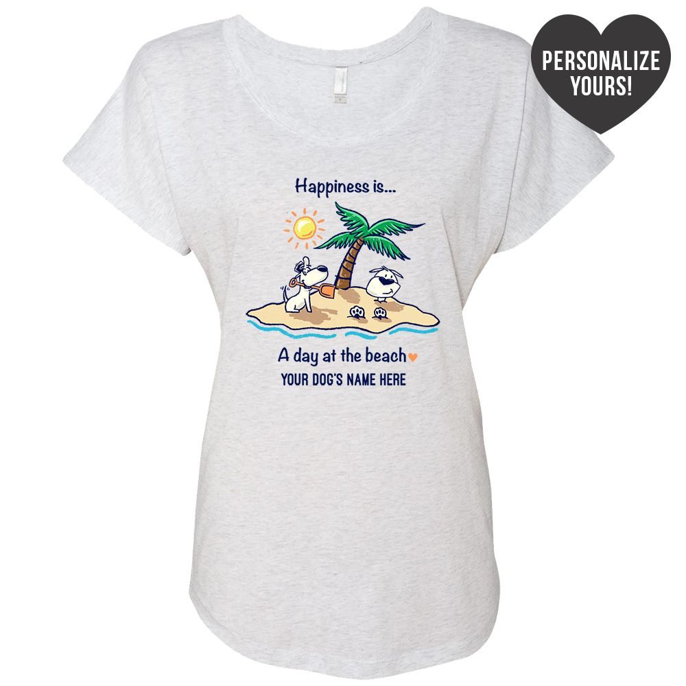 Image of Happiness Is A Day At The Beach Personalized Slouchy Tee