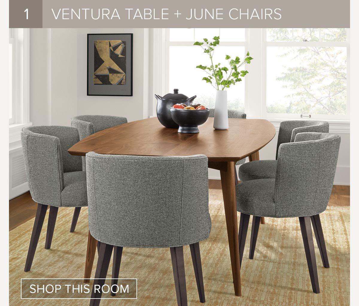 Ventura table + June chairs. Shop this room.