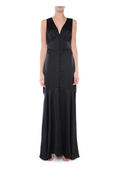 Black Satin Fish Tail Dress