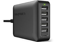 RAVPower 60W 6-Port USB Charging Station w/ 1x USB-C Port