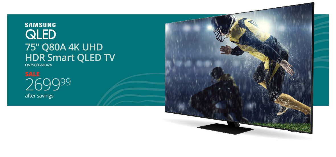 SAMSUNG QLED 75” Q80A 4K UHD HDR Smart QLED TV QN75Q80AAFXZA | SAVE $800 | $2699.99 after savings