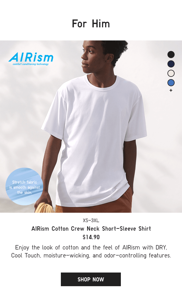 PDP4 - MEN AIRISM COTTON CREW NECK SHORT-SLEEVE SHIRT