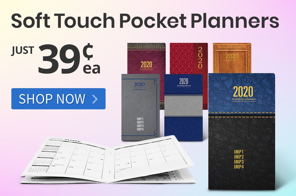 Soft Touch Pocket Planners for only 39¢ each!