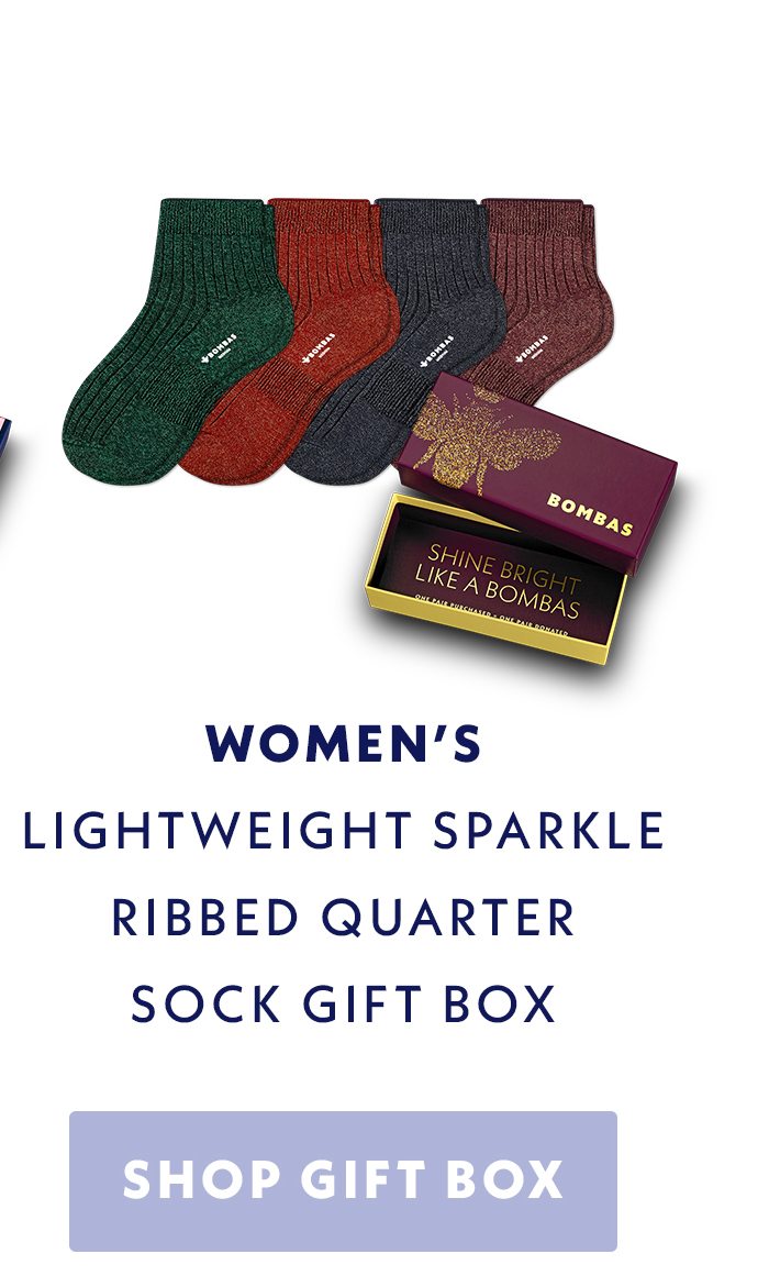 Women's Lightweight Sparkle Ribbed Quarter Sock Gift Box | Shop Gift Box