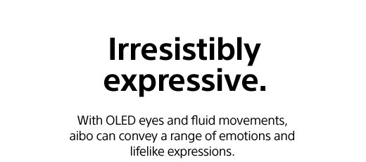 Irresistibly expressive. With OLED eyes and fluid movements, aibo can convey a range of emotions and lifelike expressions.