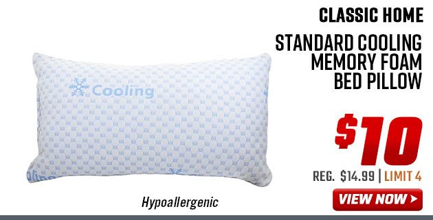 Classic Home Standard Cooling Memory Foam Bed Pillow