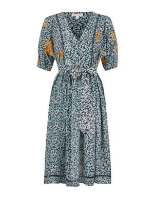 Ditsy floral embroidered shirt dress in sustainable viscose ivory