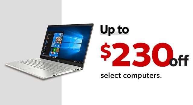 Up to $230 off select computers.
