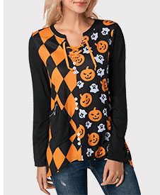 Halloween Pumpkin and Ghost Print T Shirt