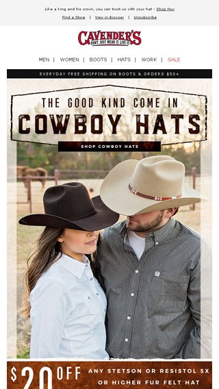 felt cowboy hats cavenders