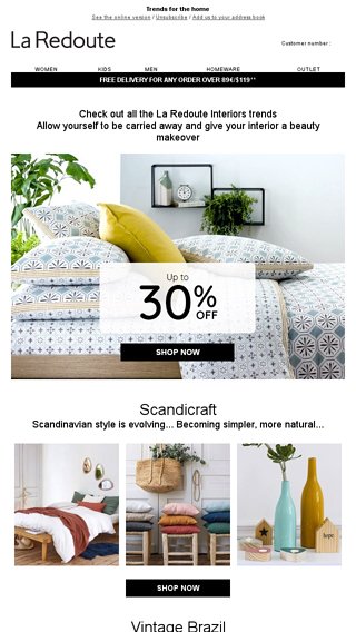 Up To 30 Off Trends For The Home La Redoute Email Archive