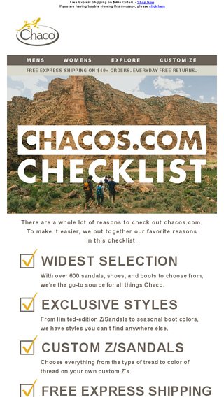 Chacos Checklist Chaco Email Archive