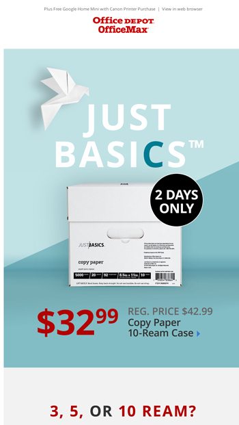 Only $ Just Basics™ 10-Ream Case Paper - Office Depot Email Archive