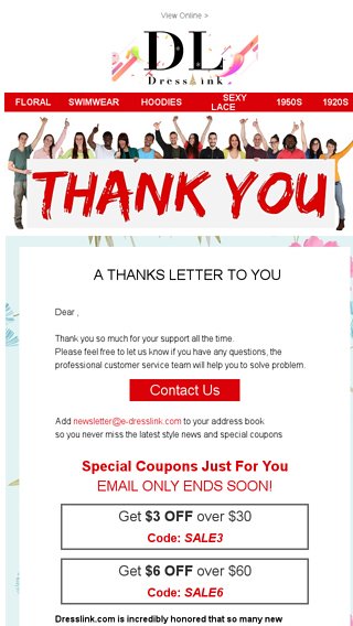 Re Dear  You received a thanks letter for you