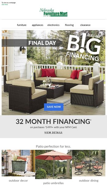 last chance for deals and big financing! - nebraska furniture mart