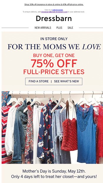 Mother S Day Countdown Bogo 75 Off Dressbarn Email Archive