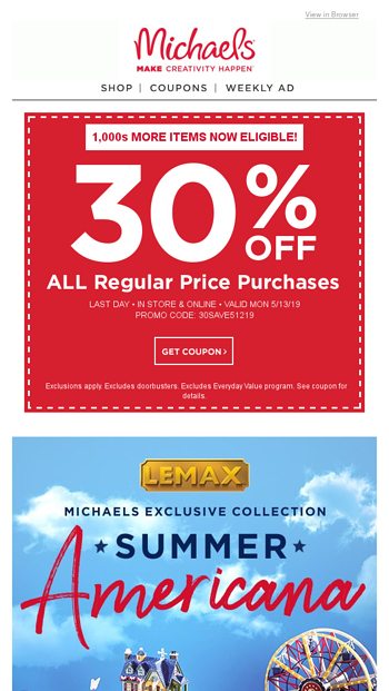 Michaels President's Day Coupons!